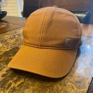 Carhartt Brown Canvas Hat Classic Curved Bill insulated front